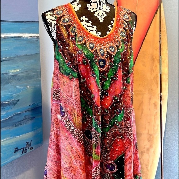 ⭐️Celina,Peacock & Rhinestones, lIncredible Lightweight Cover-Up,Design 🔥,Size L - Picture 7 of 16